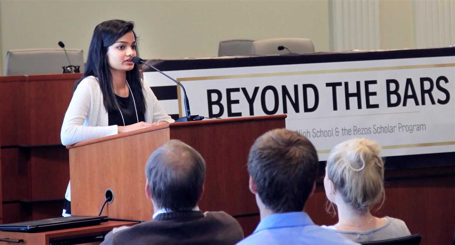 Priya speaking at Beyond the Bars